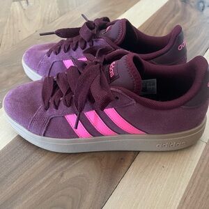 Adidas Women's Maroon and Pink Sneakers